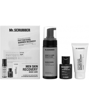Mr.Scrubber Подарунковий набір для обличчя Men Skin Recovery Basic care для чоловіків Пінка 150 мл + Тонік 50 мл + Крем 50 г