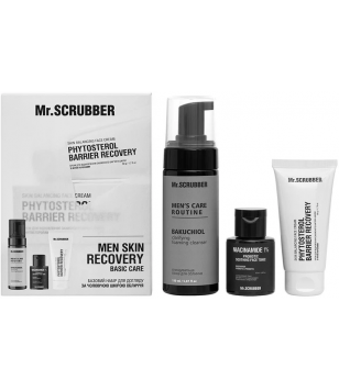 Mr.Scrubber Подарунковий набір для обличчя Men Skin Recovery Basic care для чоловіків Пінка 150 мл + Тонік 50 мл + Крем 50 г