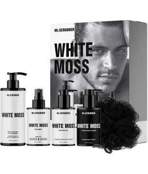Mr.Scrubber Парфумований набір косметики для чоловіків White Moss Perfumed Men’s Essentials Set Шампунь 300 мл + Одеколон 100 мл + Гель для гоління 10