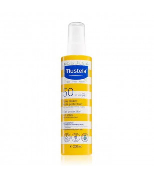 Сонцезахисний спрей для обличчя та тіла Bebe High Protection Sun Spray SPF 50 Mustela, 200 мл