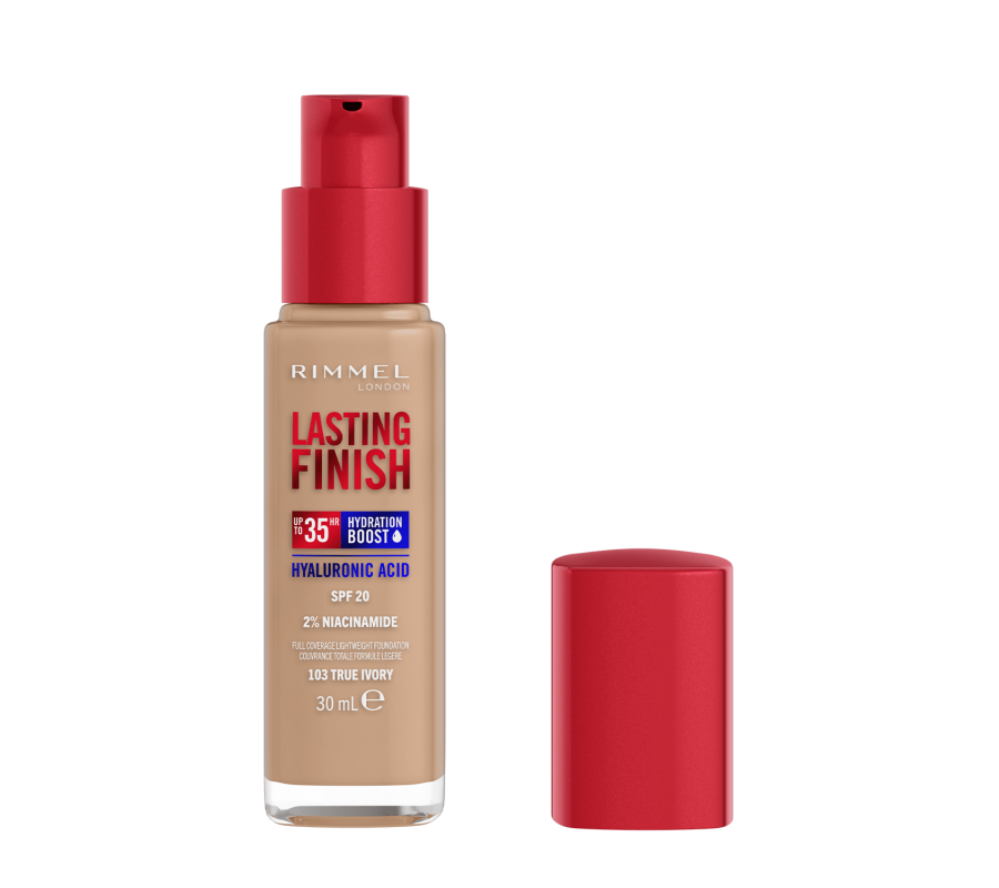 Тональна основа Lasting Finish Full Coverage Lightweight Foundation Rimmel London (103) True Ivory, 30 мл
