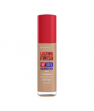 Тональна основа Lasting Finish Full Coverage Lightweight Foundation Rimmel London (200) Soft Beige, 30 мл