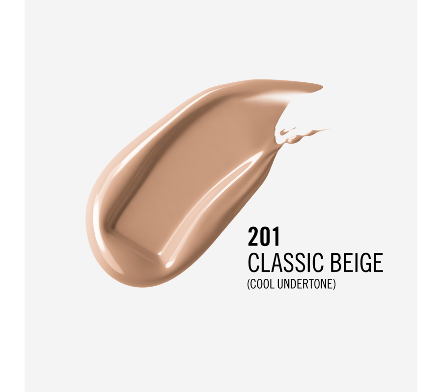 Тональна основа Lasting Finish Full Coverage Lightweight Foundation Rimmel London (201) Classic Beige, 30 мл