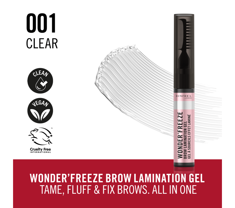 Гель для ламінування брів Wonder'Freeze Brow Lamination Gel Rimmel London (Clear), 6 г