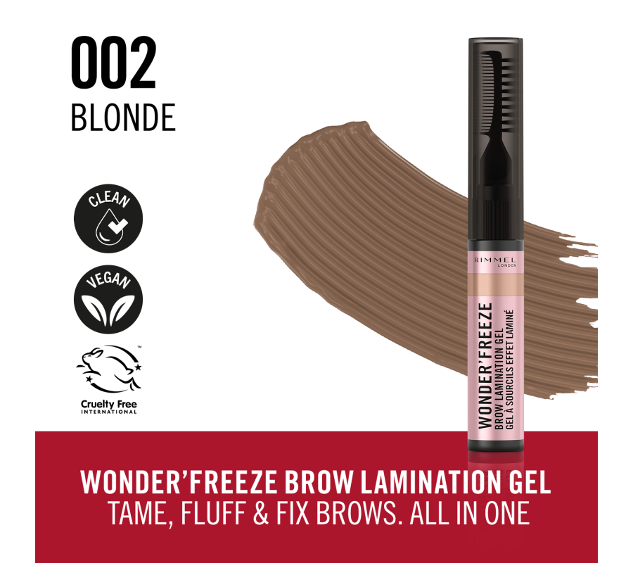Гель для ламінування брів Wonder'Freeze Brow Lamination Gel Rimmel London 002 (Blonde), 6 г