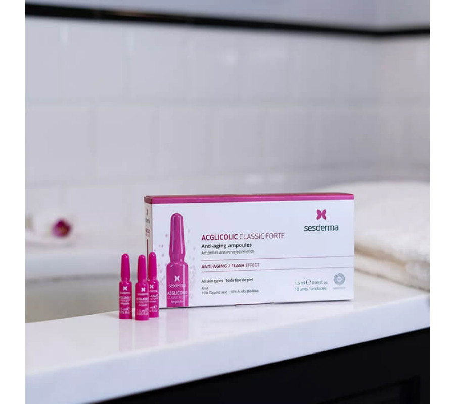 Ампули з гліколевою кислотою проти старіння Acglicolic Classic Forte Anti-Aging Ampoules Sesderma, 10x1.5 мл