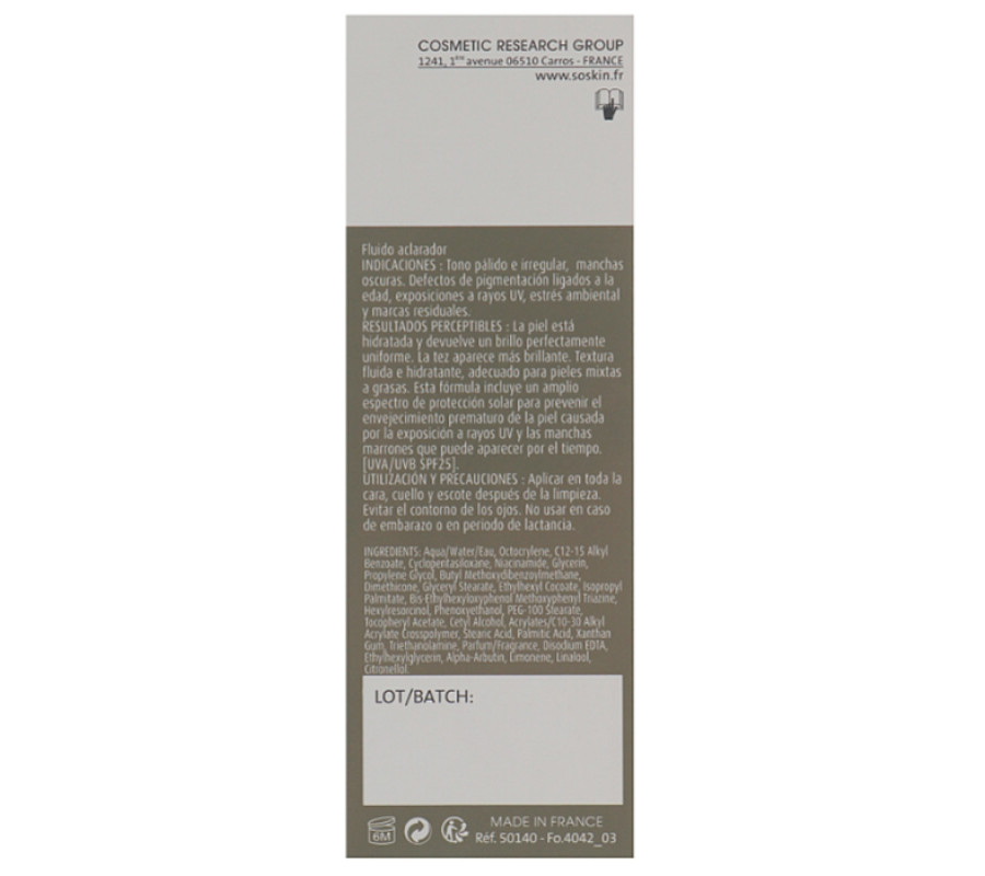Освітлювальний флюїд для обличчя SPF 25 Soskin, 50 мл