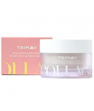 Нічний антивіковий крем для обличчя та шиї з бакчіолом Collagen Bakuchiol Night Face & Neck Cream Trimay, 50 м
