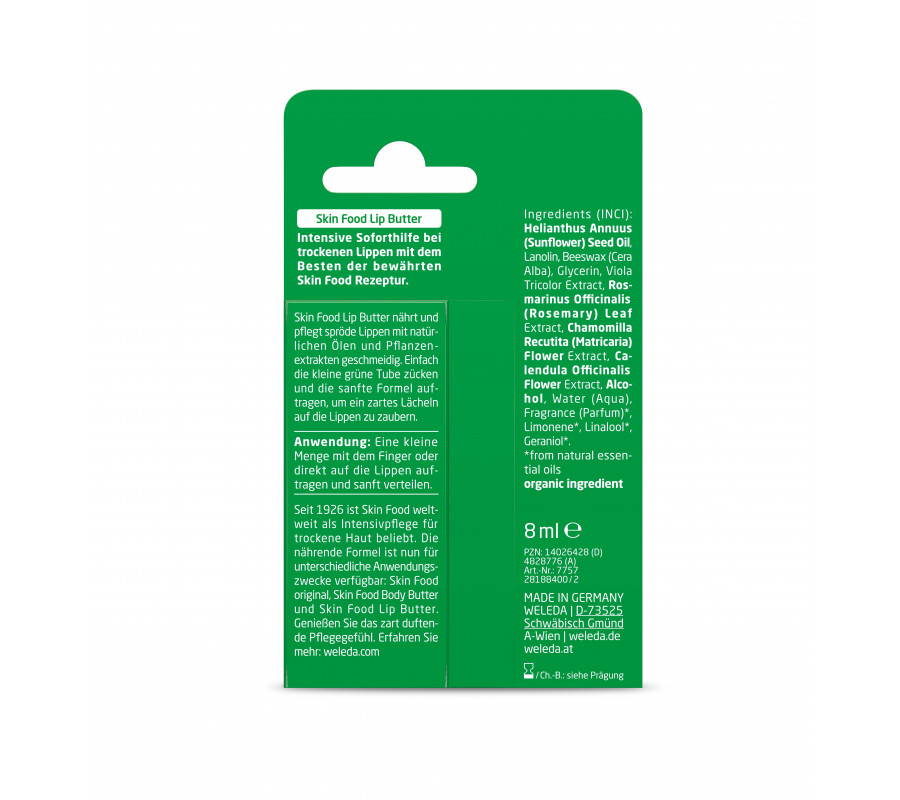 Weleda Skin Food Lip Butter — бальзам для губ “Скин Фуд” питательный, 8 мл