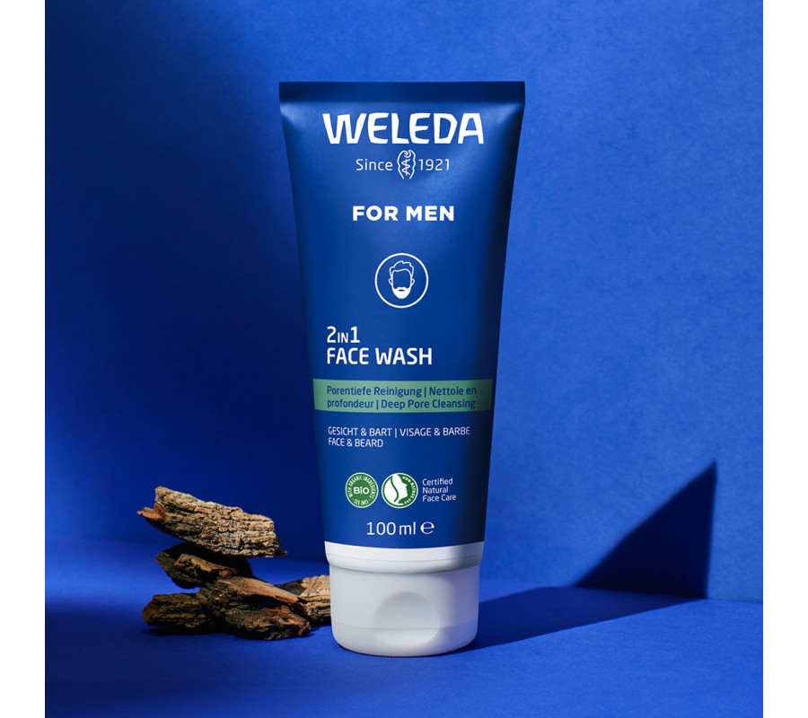 Weleda For Men 2in1 Face Wash — очищувальний гель 2 в 1 для обличчя та бороди, 100 мл