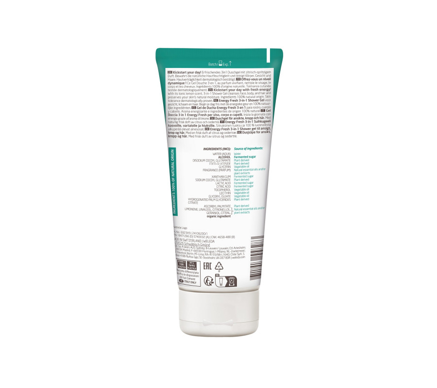 Weleda For Men Energy Fresh 3in1 Shower Gel — чоловічий гель 3 в 1 для тіла, обличчя та волосся, 200 мл