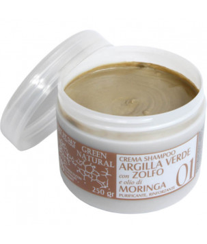 Крем–шампунь із зеленою глиною, біосерою та олією моринги green natural Alan Jey, 250 мл