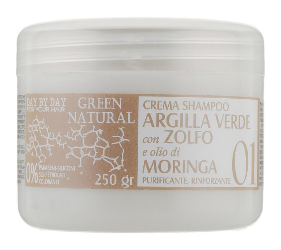 Крем–шампунь із зеленою глиною, біосерою та олією моринги green natural Alan Jey, 250 мл