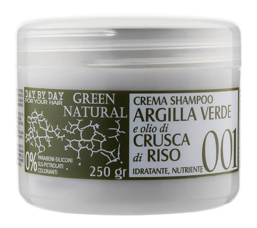 Крем-шампунь с зеленой глиной и маслом из рисовых отрубей green natural Alan Jey, 250 мл