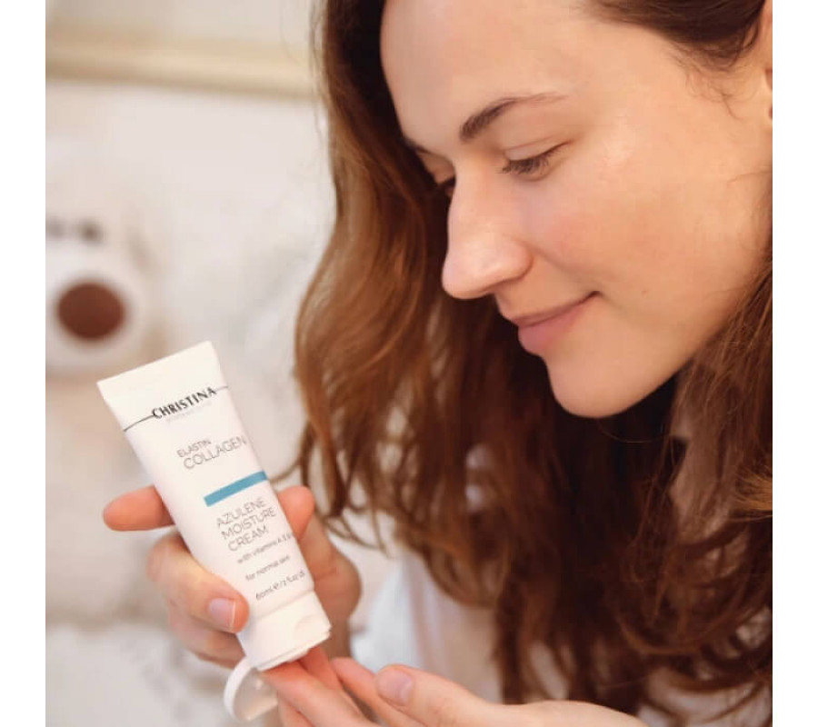 Азуленовий зволожувальний крем для нормальної шкіри Elastin Collagen Azulene Moisture Cream Christina