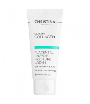 Плацентарный крем для жирной кожи Elastin Collagen With Vitamins A, E & HA Moisture Cream Christina