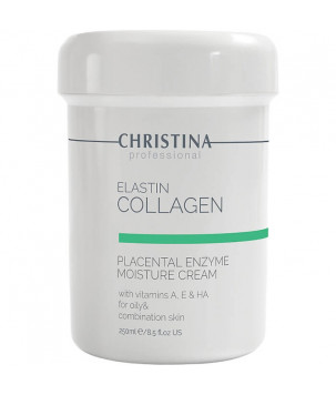 Плацентарный крем для жирной кожи Elastin Collagen With Vitamins A, E & HA Moisture Cream Christina