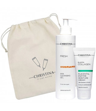 Подарунковий набір «Очищення та зволоження» для жирної та комбінованої шкіри Christina