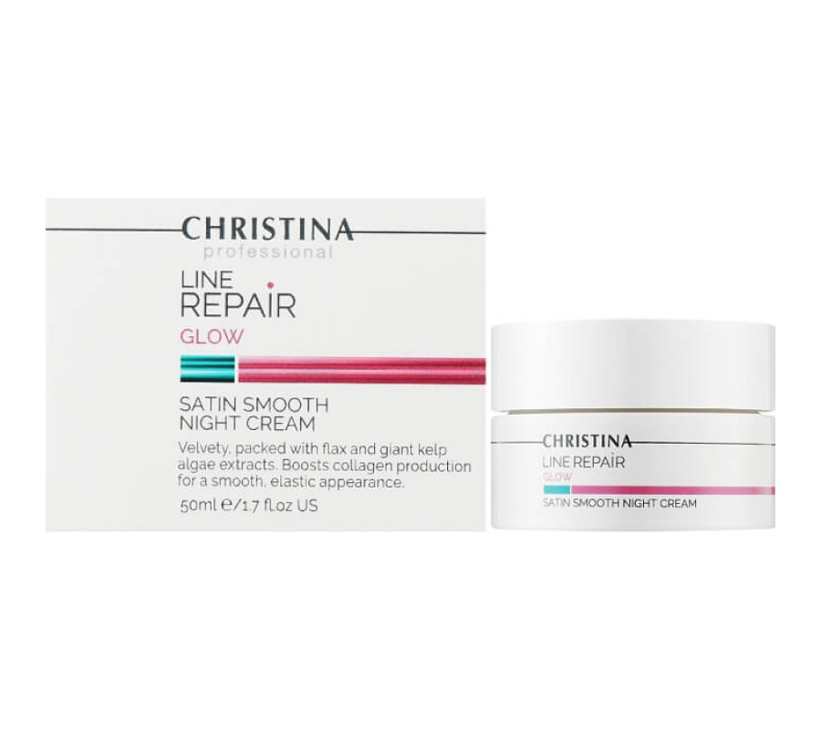 Нічний крем для обличчя "Гладкість сатину" Line Repair Glow Satin Smooth Night Cream Christina