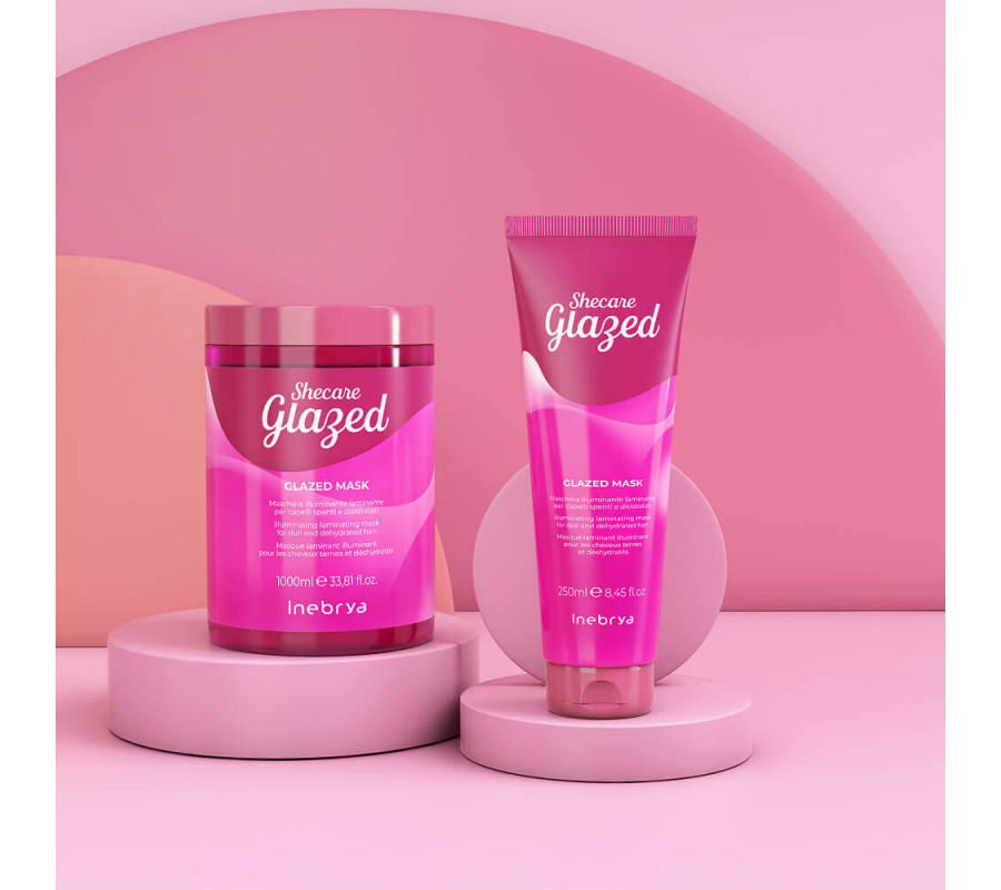 Inebrya Shecare Glazed Mask — маска для блиску волосся з ефектом глянцю, 1000 мл