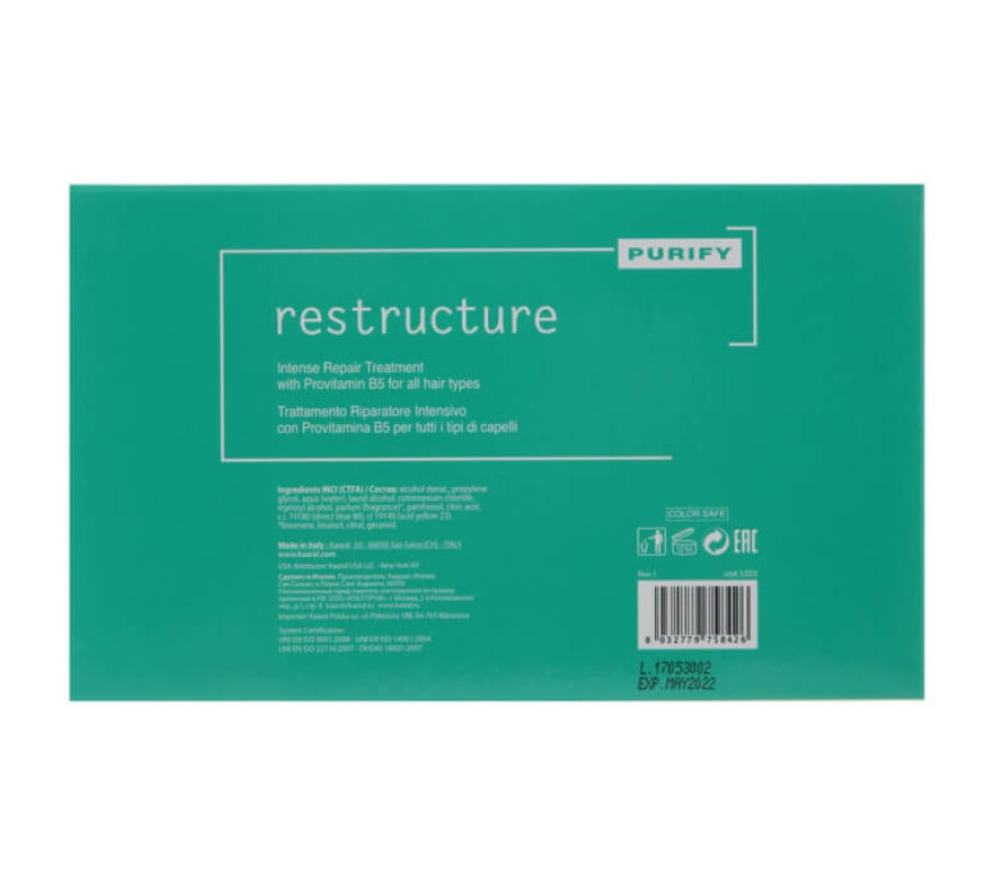 Інтенсивно-відновлюючий комплекс з провітаміном B5 Purify Restructure Kaaral, 12*10 мл