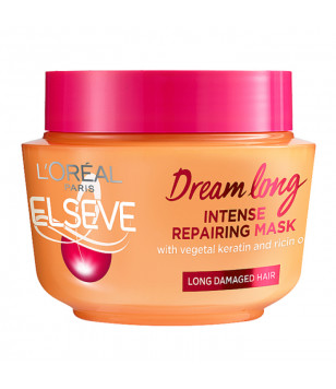 Маска для довгого і пошкодженого волосся з рослинним кератином і касторовою олією L'Oréal Paris Elseve, 300 мл