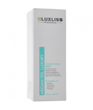 Аргановий спрей для волосся De-Frizz & Shine Mist Luxliss, 60 мл