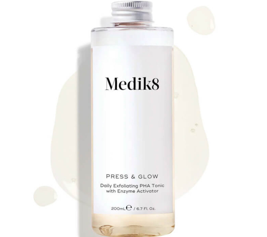 Щоденний відлущувальний тонік з кислотою PHA й активатором ферментів Press & Glow Medik8, 200 мл