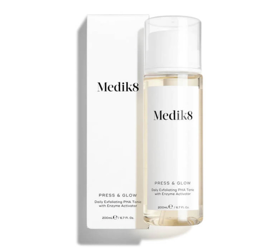 Щоденний відлущувальний тонік з кислотою PHA й активатором ферментів Press & Glow Medik8, 200 мл
