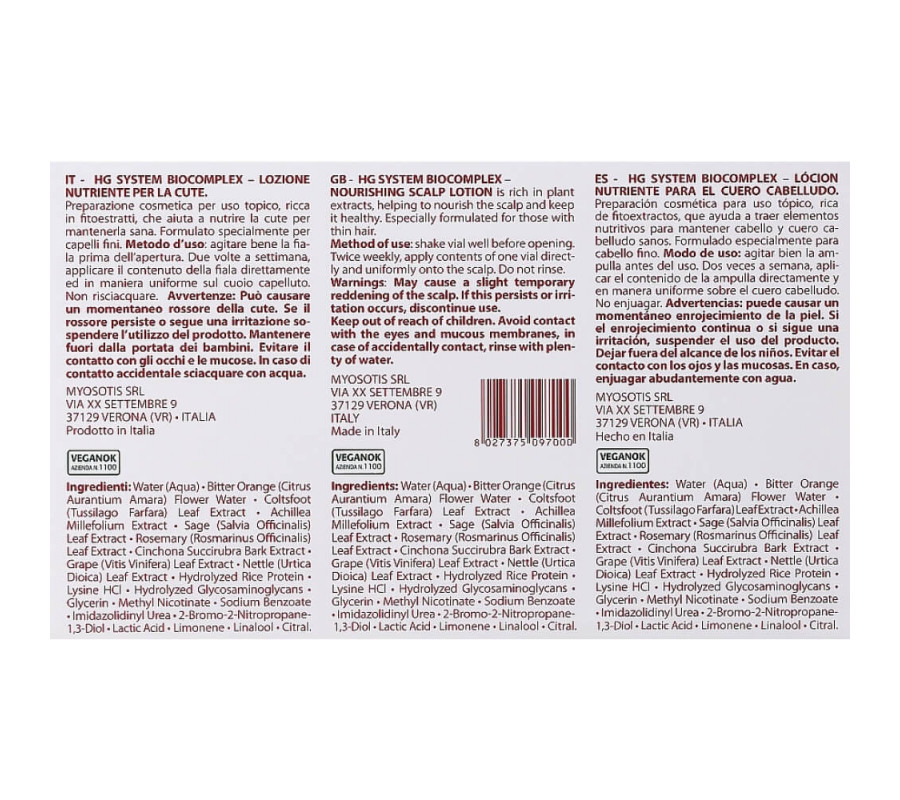 Фітоесенціальний лосьйон проти випадіння H.G. System Orising, 12*7 мл