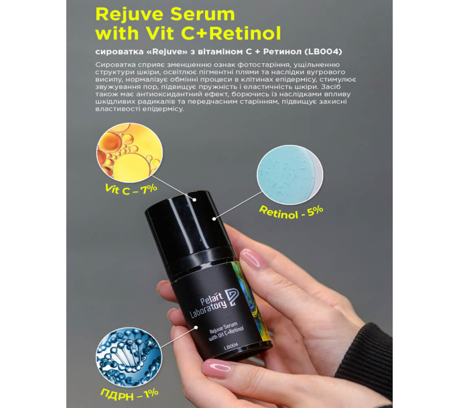 Сироватка з вітаміном C та ретинолом для обличчя Rejuve Serum With Vit C+Retinol Pelart Laboratory, 30 мл