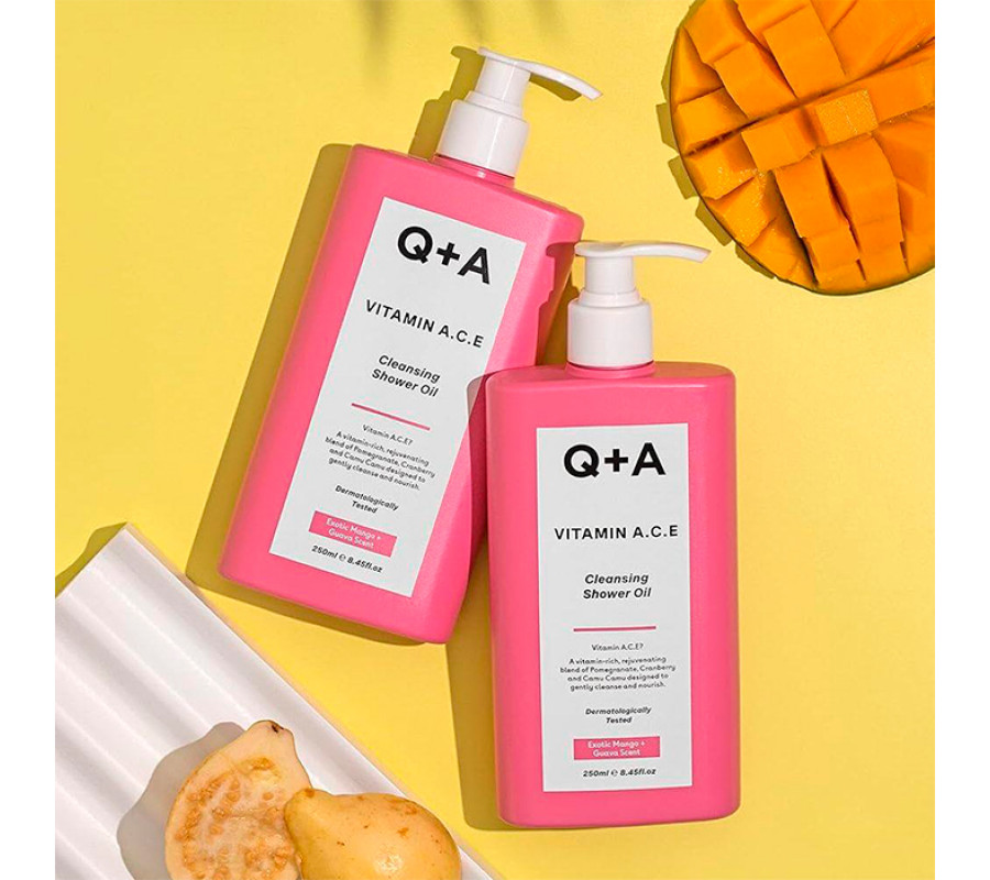 Витаминизированное масло для душа Q+A Vitamin A.C.E Cleansing Shower Oil, 250 ml