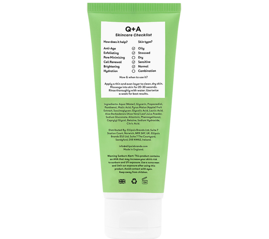 Відлущуючий гель з кислотами для обличчя Q+A Apple AHA Exfoliating Gel , 75 мл