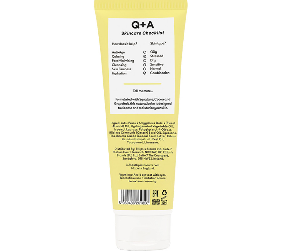Очищувальний бальзам для обличчя з грейпфрутом  Q+A Grapefruit Cleansing Balm, 125 мл