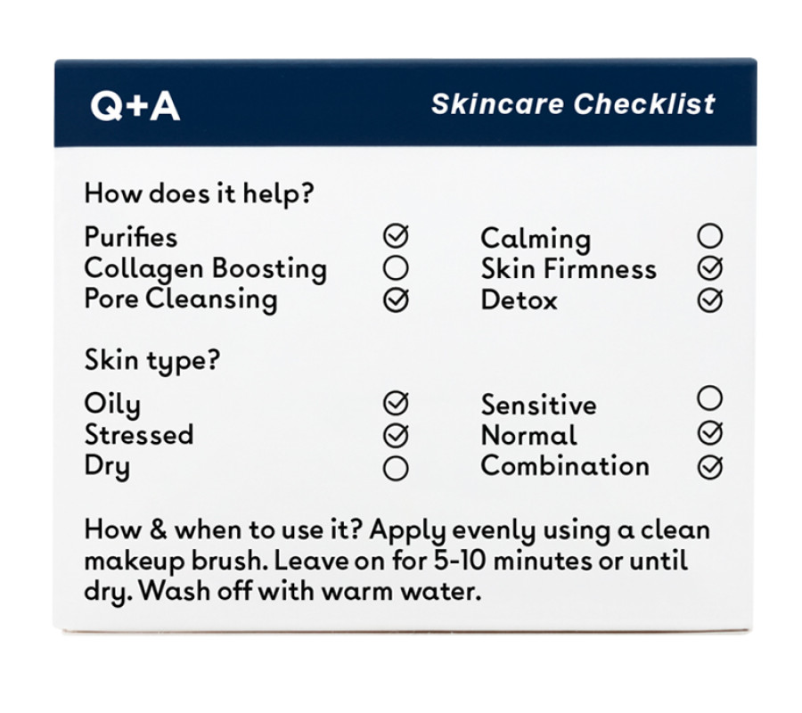 Маска для обличчя "детокс" з активованим вугіллям Q+A Activated Charcoal Face Mask, 50 г