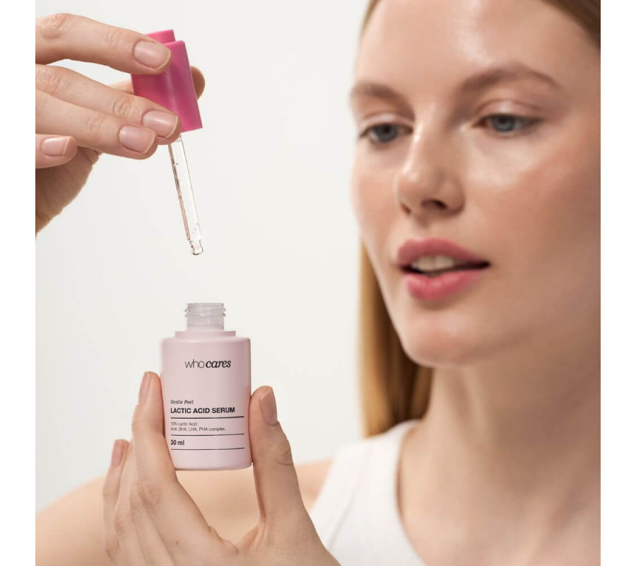 Незмивна сироватка-пілінг з молочною кислотою Gentle Peel Lactic Acid Serum Who Cares, 30 мл