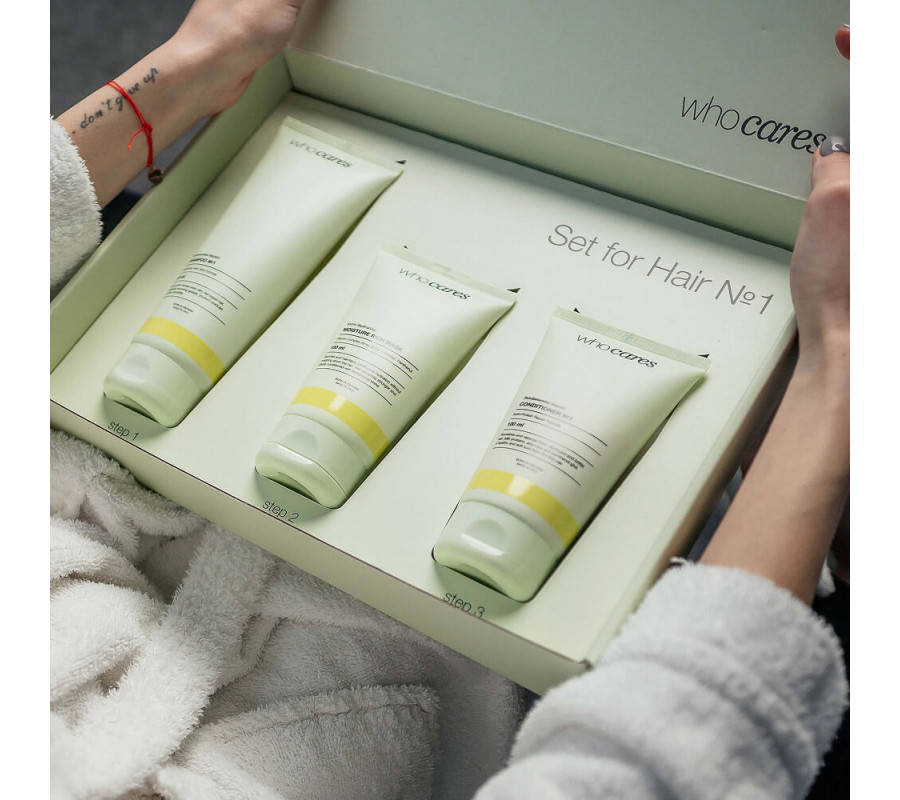 Набір засобів для волосся Set For Hair №1 Who Cares, shm/200  мл + h/cond/100  мл + h/mask/100  мл