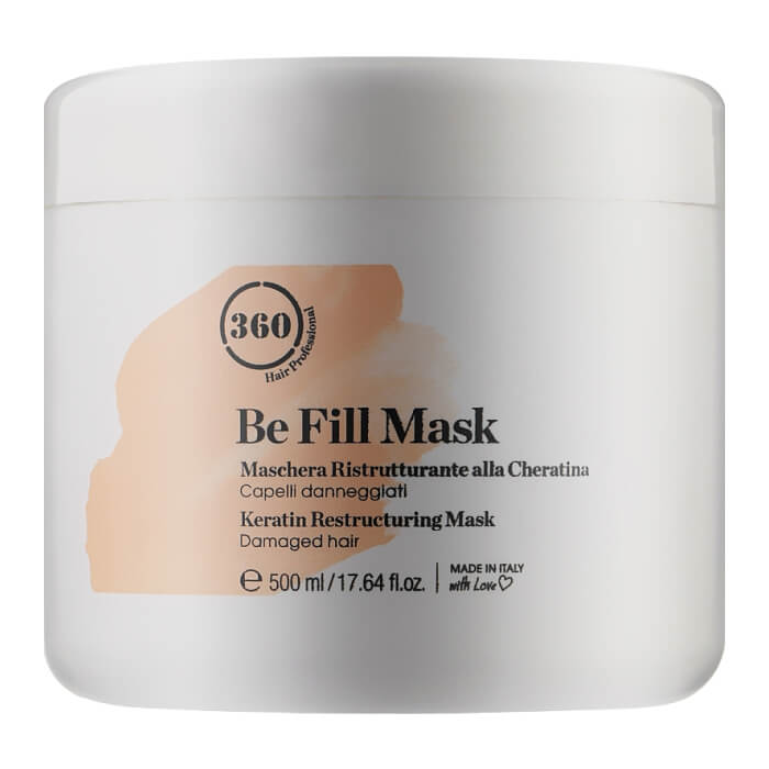 Живильна маска для сухого й пошкодженого волосся з кератином Damaged Hair Restructuring Mask 360 Be Fill, 500