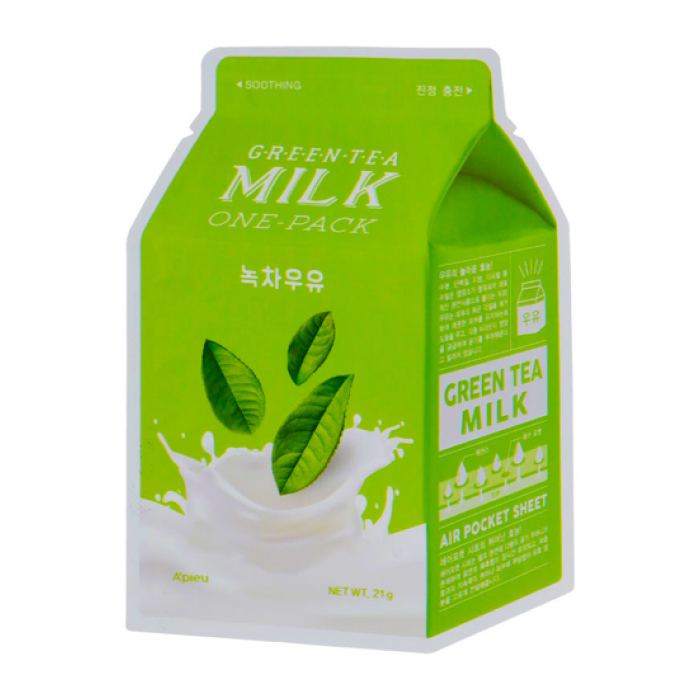 Тканевая маска "Зеленый чай" Green Tea Milk One-Pack A'pieu, 21 г