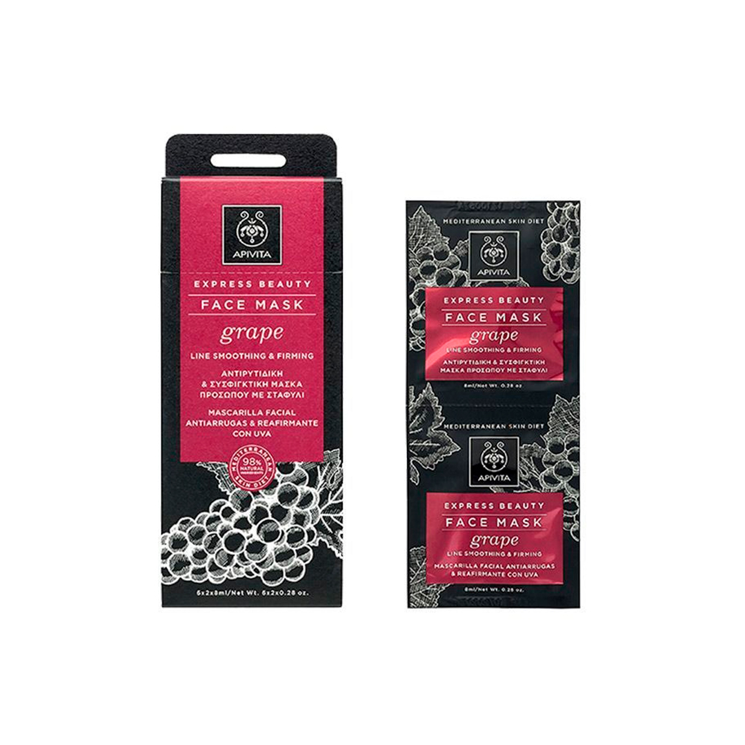 Apivita Маска проти зморщок з виноградом Express Beauty Face Mask Grape, 2x8 мл