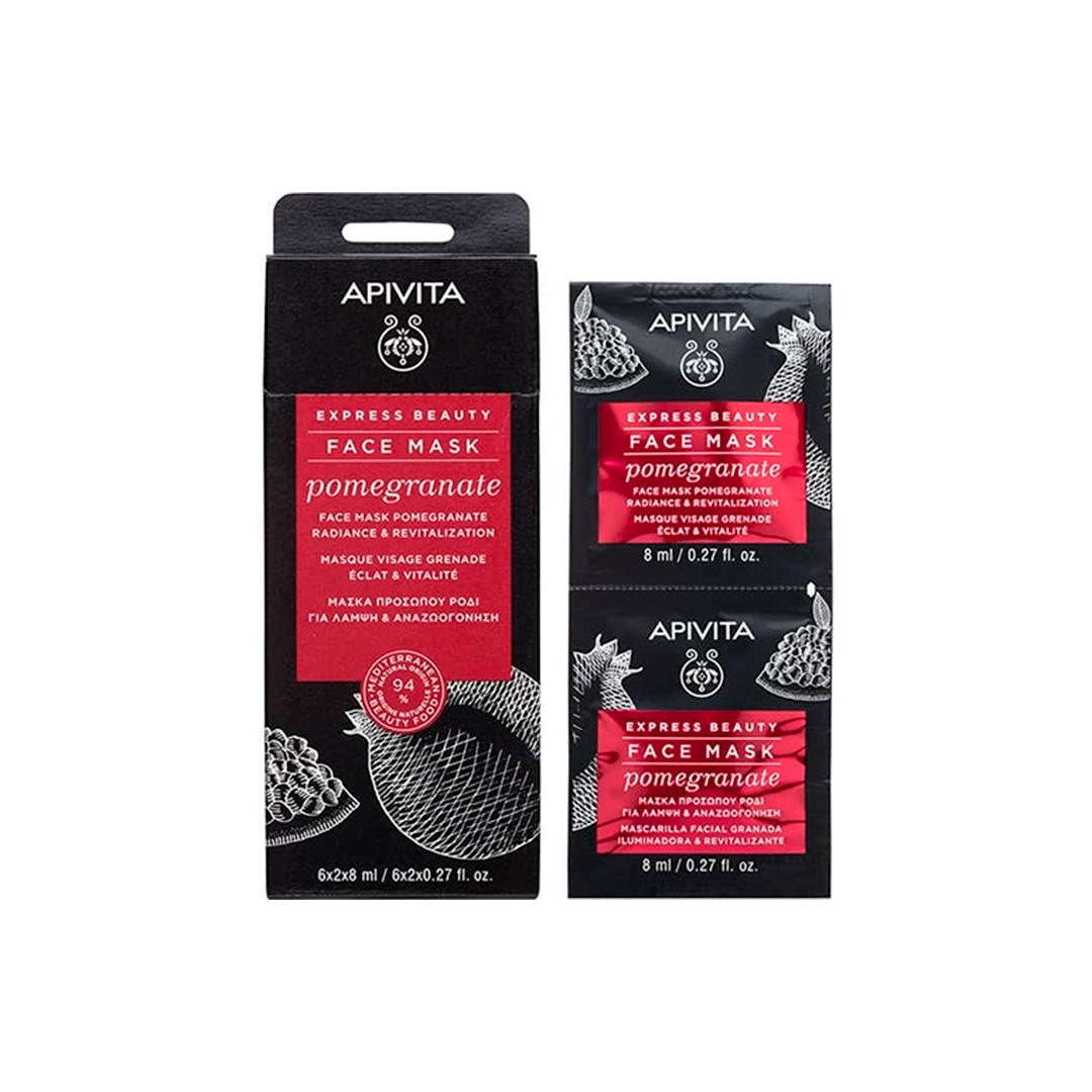 Apivita Маска для оздоровлення і сяйва шкіри з гранатом Express Beauty Radiance and Revitalizing Mask, 2x8 мл