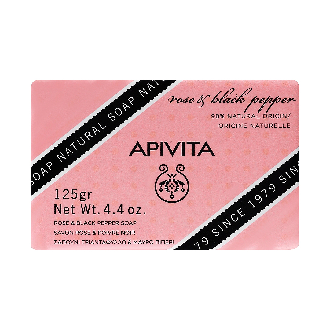 Apivita Мило Soap with Rose and Black pepper, 125 г