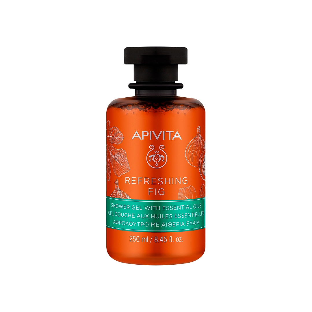 Apivita Гель для душу з ефірними маслами Refreshing Fig Shower Gel with Essential Oils, 250 мл