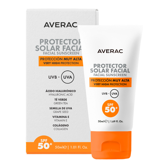Сонцезахисний крем для обличчя SPF50+ Solar Facial Sunscreen Cream SPF50+ Averac, 50 мл