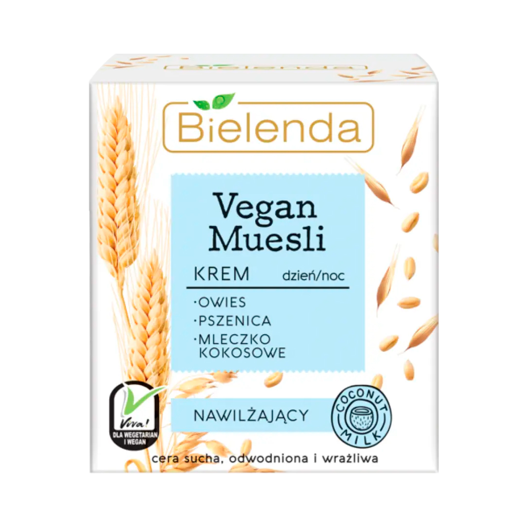 Bielenda Крем для обличчя Vegan Muesli Зволожуючий овес, пшениця, кокосове молоко, 50 мл