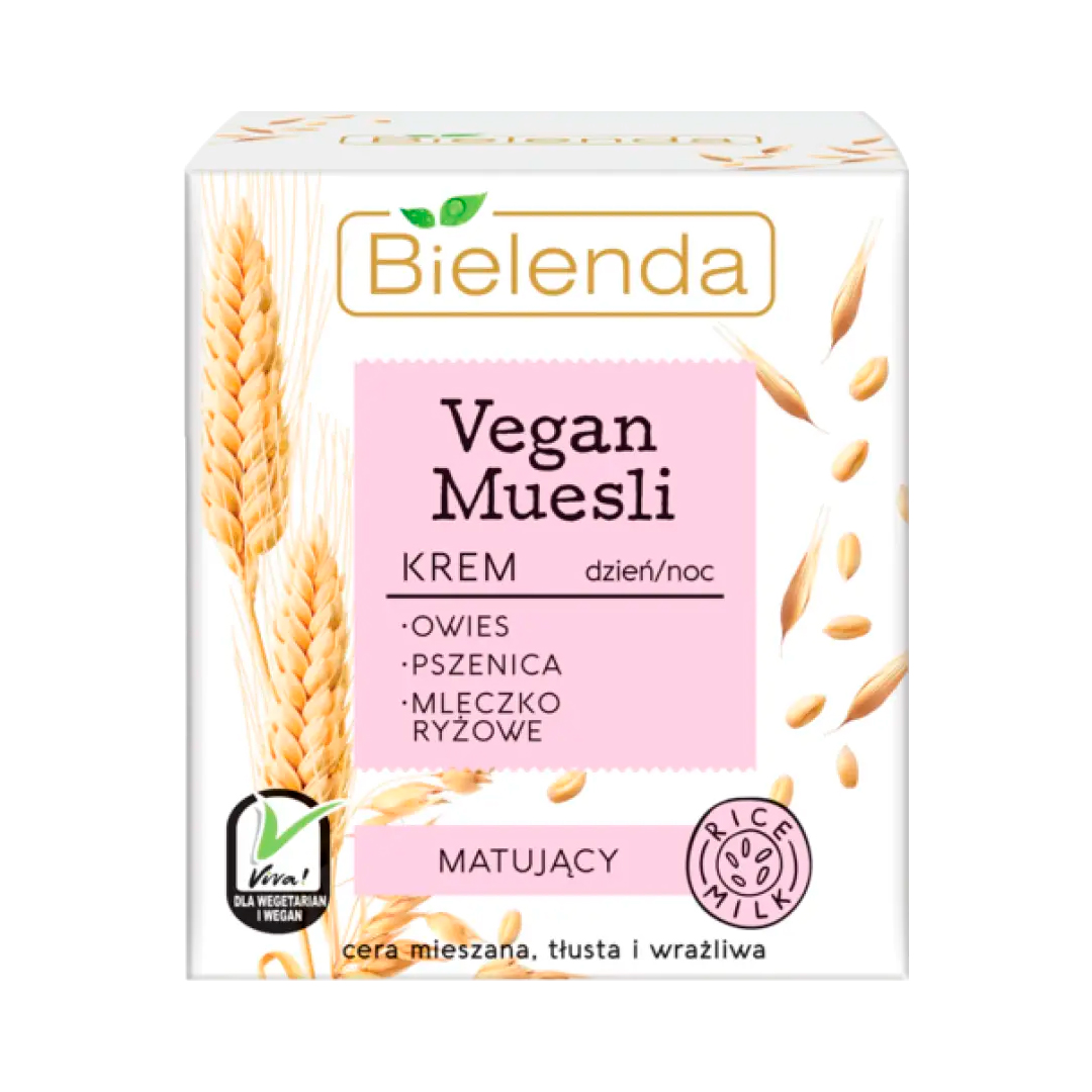 Bielenda Крем для обличчя Vegan Muesli Матуючий овес, пшениця, рисове молоко, 50 мл