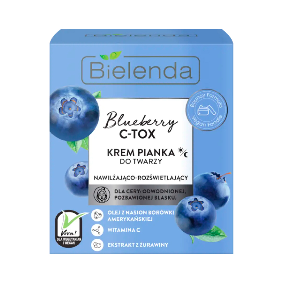 Bielenda Крем-пінка для обличчя Blueberry C-Tox зволожуюча та освітлююча, 40 г