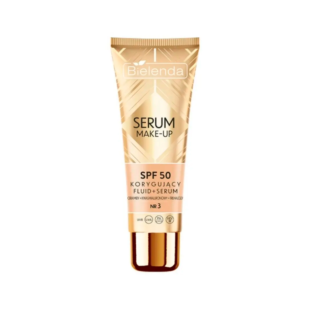 Bielenda Коригувальний флюїд-сироватка SPF 50 Serum Make-up для всіх типів шкіри, відтінок № 3, 30 г