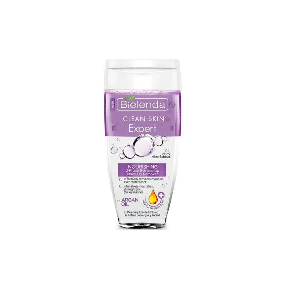 Bielenda Рідина для демакіяжу Clean Skin Expert живильна 2-фазна для зняття макіяжу з очей та губ з аргановою