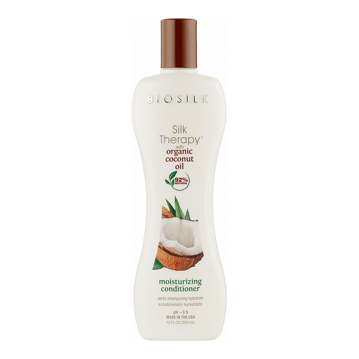 BioSilk Silk Therapy Coconut Oil Moisture Conditioner — зволожувальний кондиціонер з кокосовою олією, 355 мл